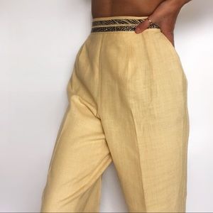Vintage · animal print canary yellow trousers